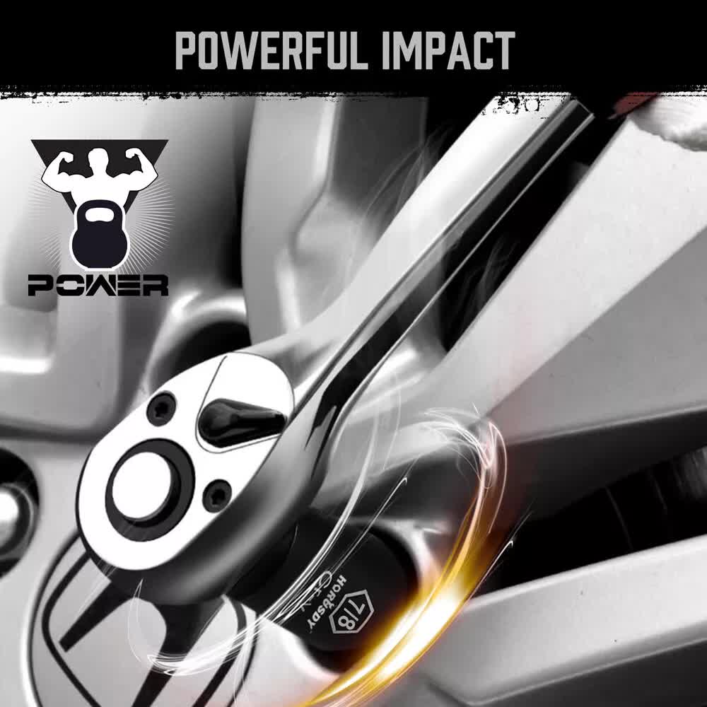 Tool Sockets: 18Pc Deep Impact Socket Set Imperial / SAE Extension Flexible Adaptor 1/2" Drive