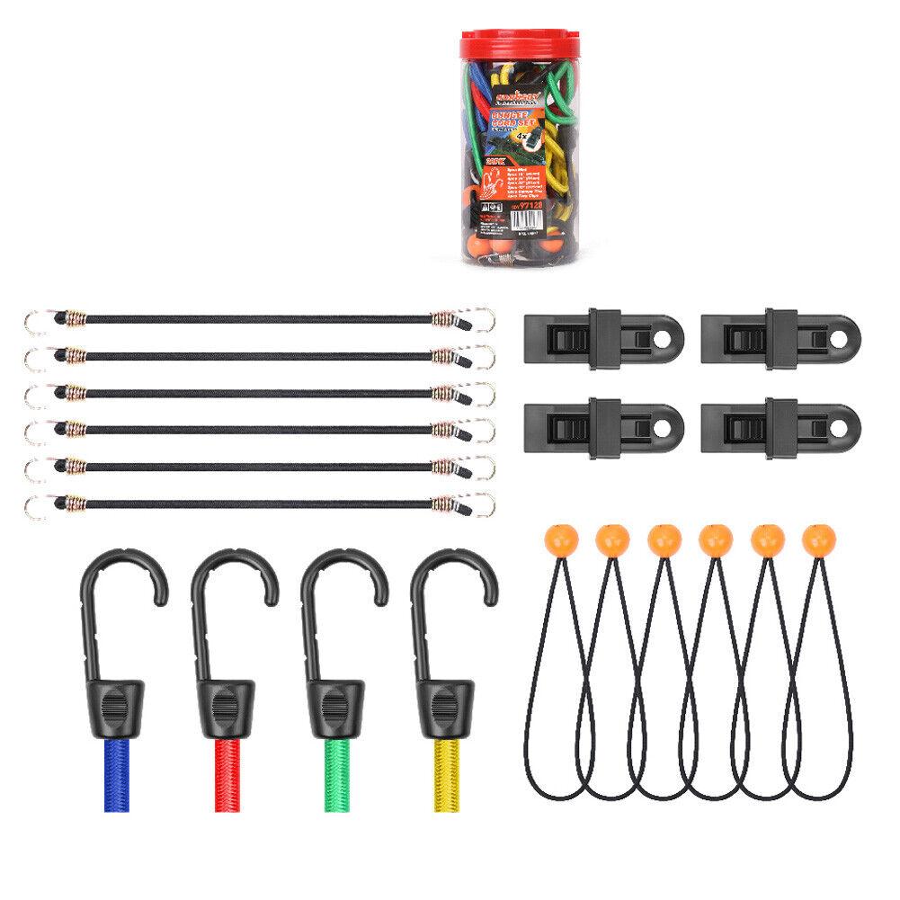 Automotive Repair & Speciality Tools: 30-Piece Premium Bungee Cord Assortment Includes 10” to 40” Bungee Cords, Canopy Ties & Tarp Clips