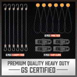 Automotive Repair & Speciality Tools: 30-Piece Premium Bungee Cord Assortment Includes 10” to 40” Bungee Cords, Canopy Ties & Tarp Clips