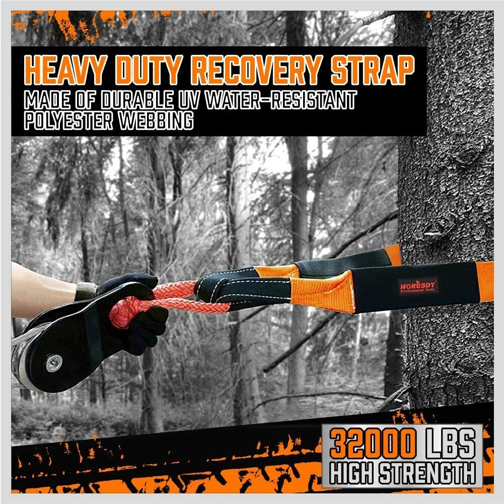 Bicycle Stands & Storage: Heavy Duty 9.1M Recovery Tow Straps Snatch Kit - 32,000 LBS Break Strength with D-Ring Shackles for Off-Roading Recovery and Hauling