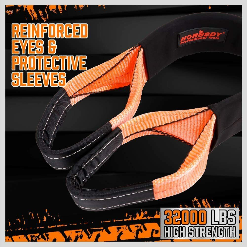 Bicycle Stands & Storage: Heavy Duty 9.1M Recovery Tow Straps Snatch Kit - 32,000 LBS Break Strength with D-Ring Shackles for Off-Roading Recovery and Hauling