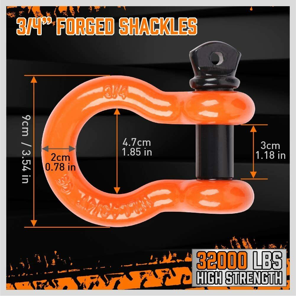 Bicycle Stands & Storage: Heavy Duty 9.1M Recovery Tow Straps Snatch Kit - 32,000 LBS Break Strength with D-Ring Shackles for Off-Roading Recovery and Hauling