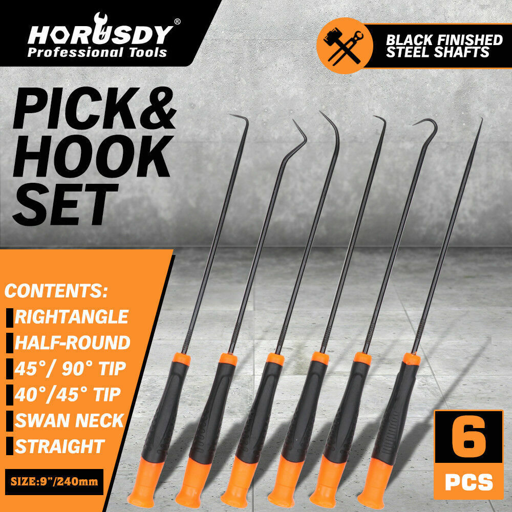 Automotive Repair & Speciality Tools: 6Pc Extra Long Pick and Hook Set O Ring Seal Puller Remover Fuse Wire Scribe