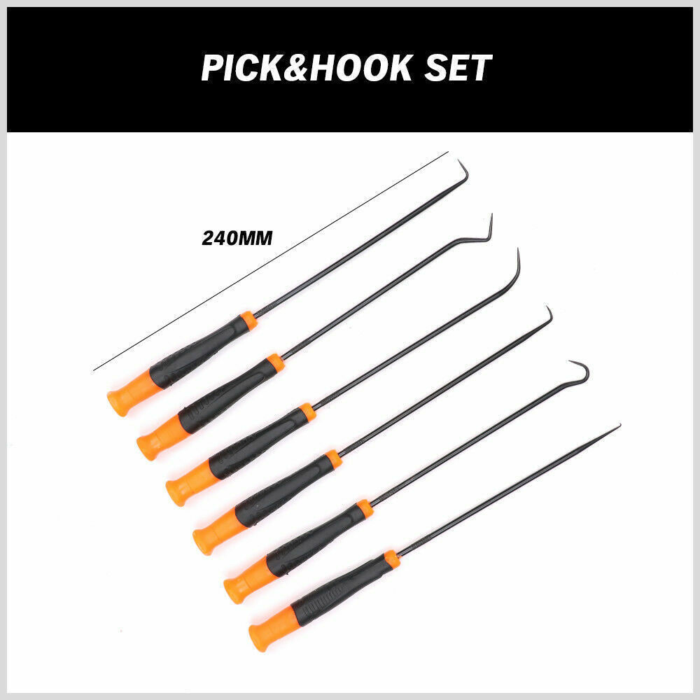 Automotive Repair & Speciality Tools: 6Pc Extra Long Pick and Hook Set O Ring Seal Puller Remover Fuse Wire Scribe