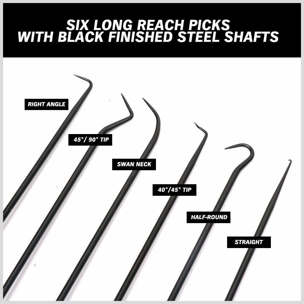 Automotive Repair & Speciality Tools: 6Pc Extra Long Pick and Hook Set O Ring Seal Puller Remover Fuse Wire Scribe