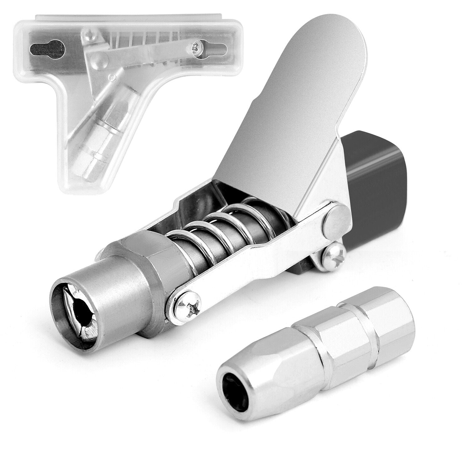 Tool Sockets: Grease Gun Coupler Quick Release & Lock 1/8‘’ NPT Rated 10,000 PSI Storage Case