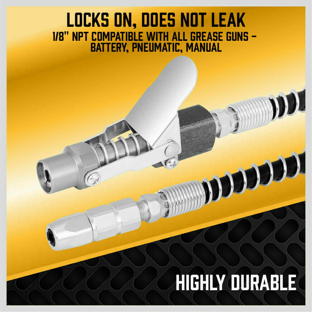 Tool Sockets: Grease Gun Coupler Quick Release & Lock 1/8‘’ NPT Rated 10,000 PSI Storage Case