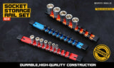 3Pc Double-Side Sockets Holder Tool Organizer Rails WorkShop Rack 1/4" 3/8" 1/2”