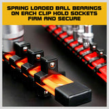 3Pc Double-Side Sockets Holder Tool Organizer Rails WorkShop Rack 1/4" 3/8" 1/2”