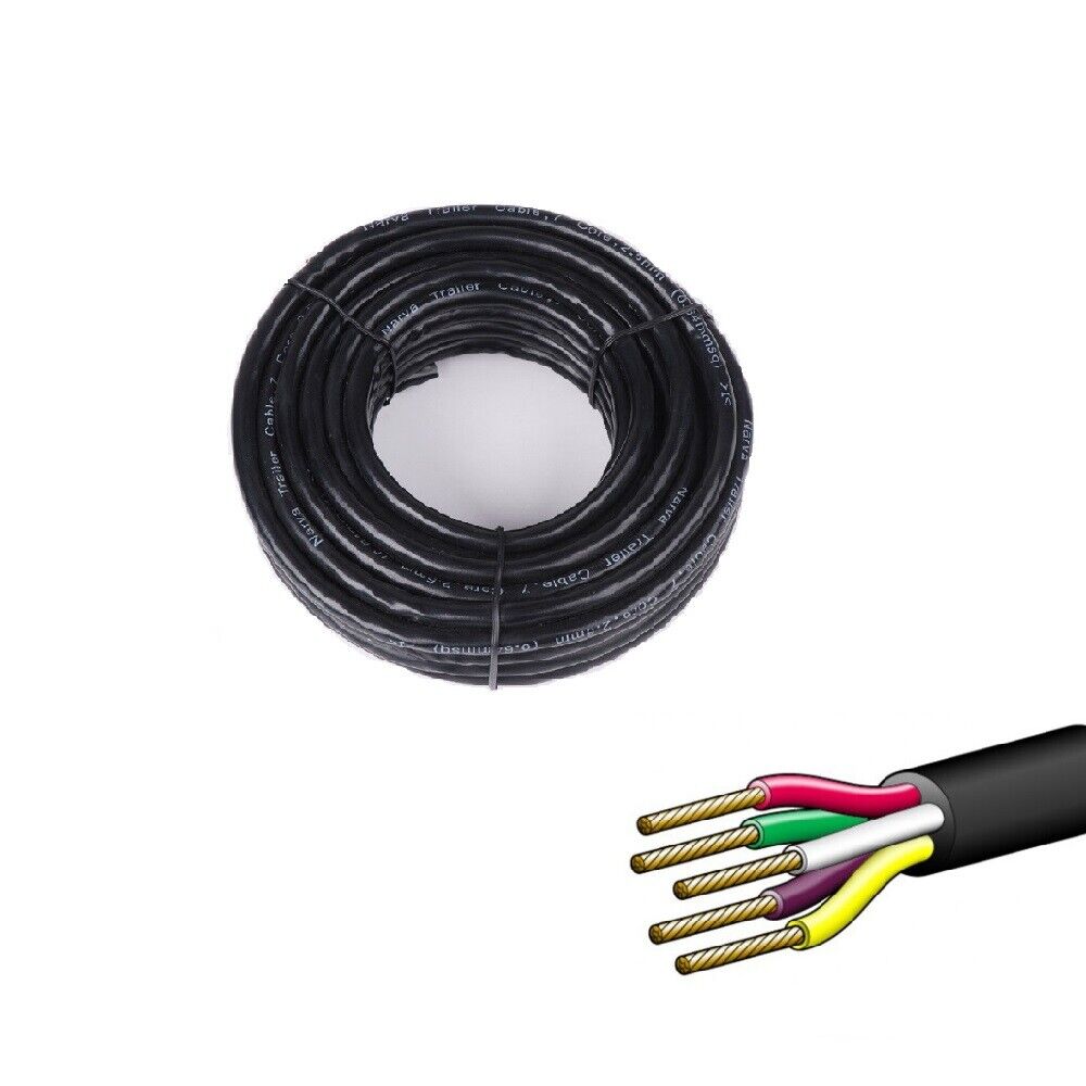 Automotive Repair & Speciality Tools: 30M x 5 Core Wire Cable Trailer Cable Automotive Boat Caravan Truck Coil V90 PVC