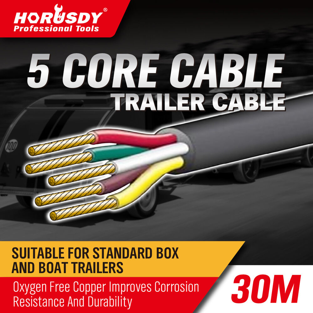 Automotive Repair & Speciality Tools: 30M x 5 Core Wire Cable Trailer Cable Automotive Boat Caravan Truck Coil V90 PVC