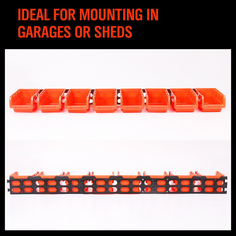 Wall Storage Racks: NEW 8 PC Wall Mounted Storage Bins Rack Set Nuts Bolts Organizer Parts 97903