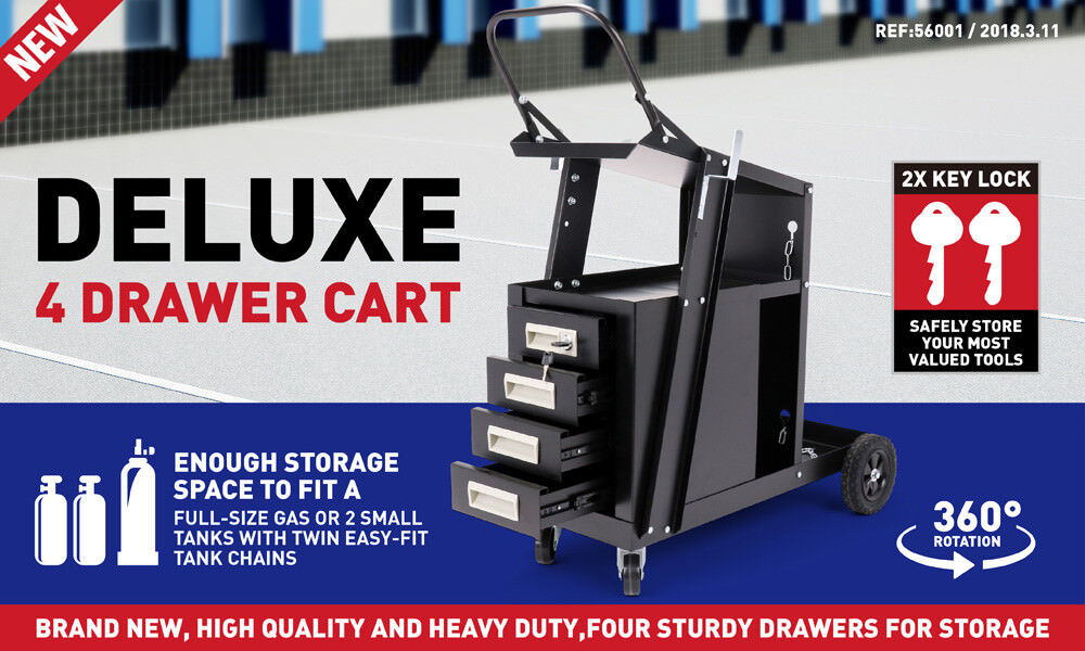 Kitchen & Bathroom DIY: 4-Drawer Welding Cart MIG Welder Trolley Cabinet TIG ARC MMA Plasma Cutter Bench