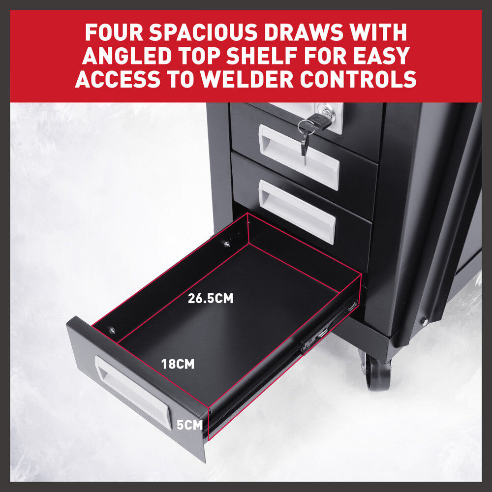 Kitchen & Bathroom DIY: 4-Drawer Welding Cart MIG Welder Trolley Cabinet TIG ARC MMA Plasma Cutter Bench