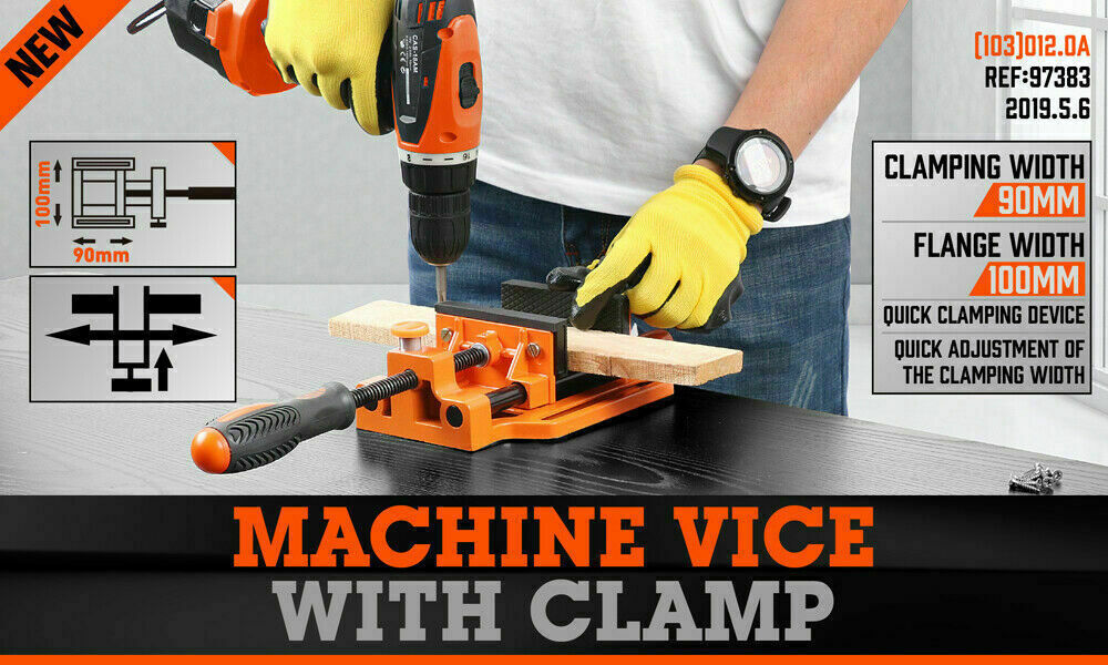 Tool Clamps & Vices: 90mm Drill Press Bench Vice Quick Release Clamp Jaw Soft Grip Hand Pads Woodwork