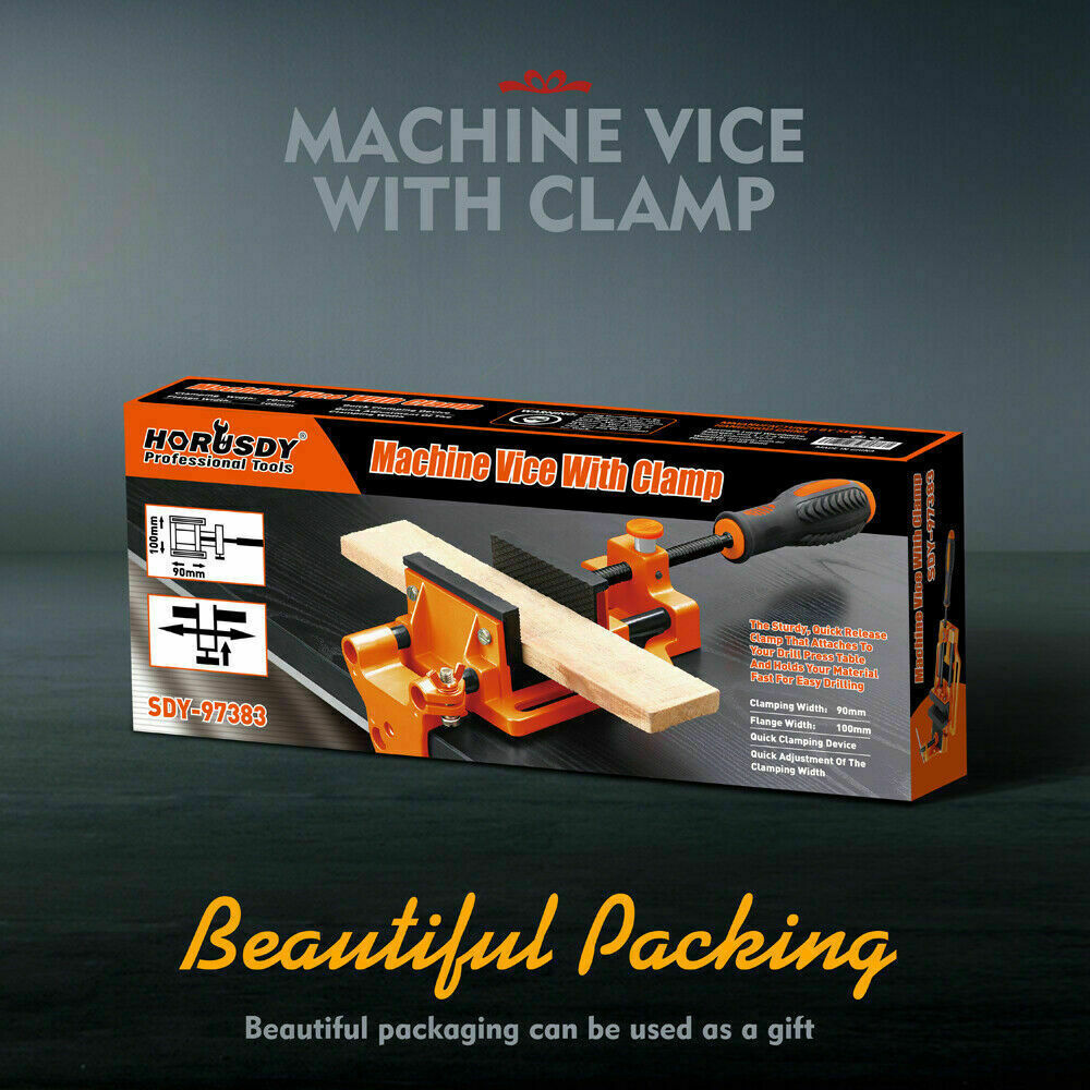Tool Clamps & Vices: 90mm Drill Press Bench Vice Quick Release Clamp Jaw Soft Grip Hand Pads Woodwork