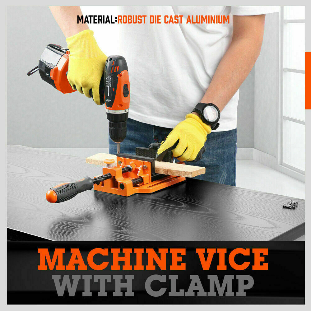 Tool Clamps & Vices: 90mm Drill Press Bench Vice Quick Release Clamp Jaw Soft Grip Hand Pads Woodwork