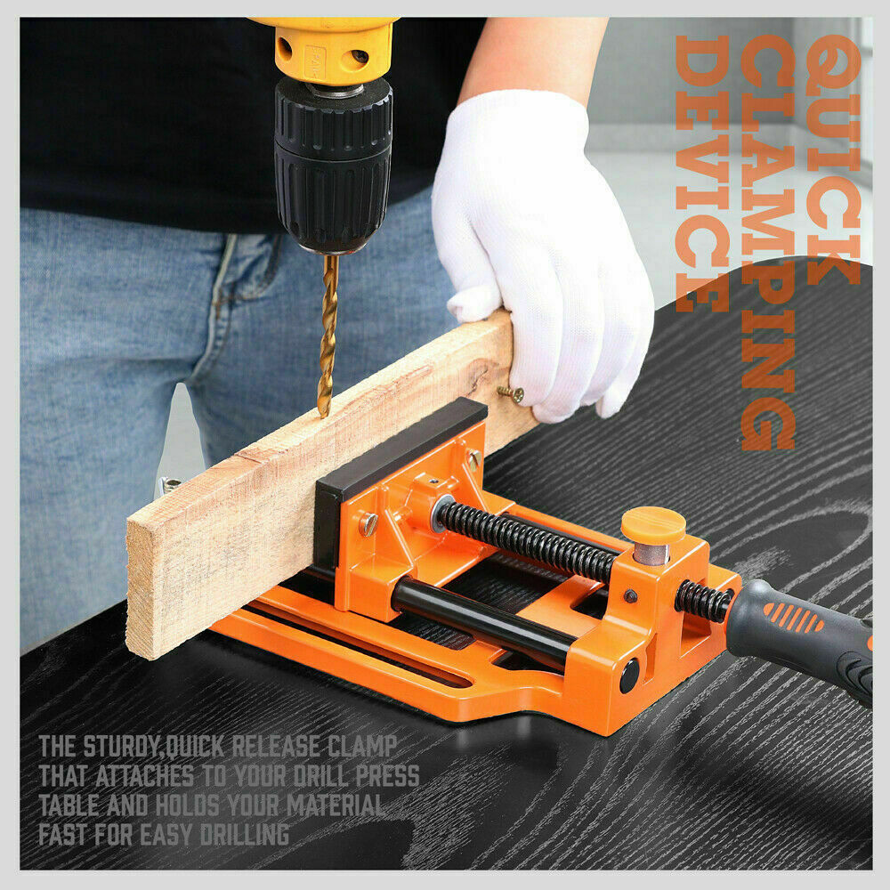 Tool Clamps & Vices: 90mm Drill Press Bench Vice Quick Release Clamp Jaw Soft Grip Hand Pads Woodwork
