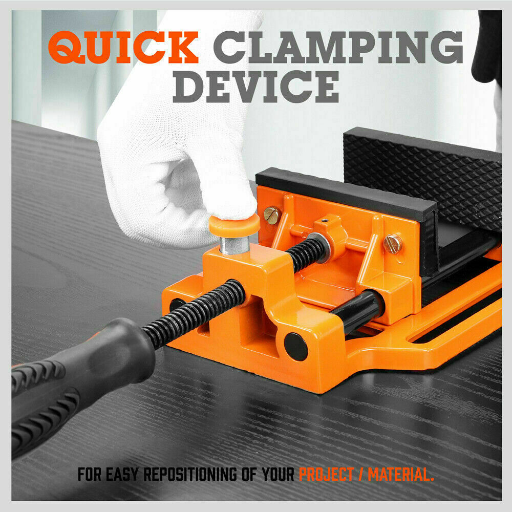 Tool Clamps & Vices: 90mm Drill Press Bench Vice Quick Release Clamp Jaw Soft Grip Hand Pads Woodwork