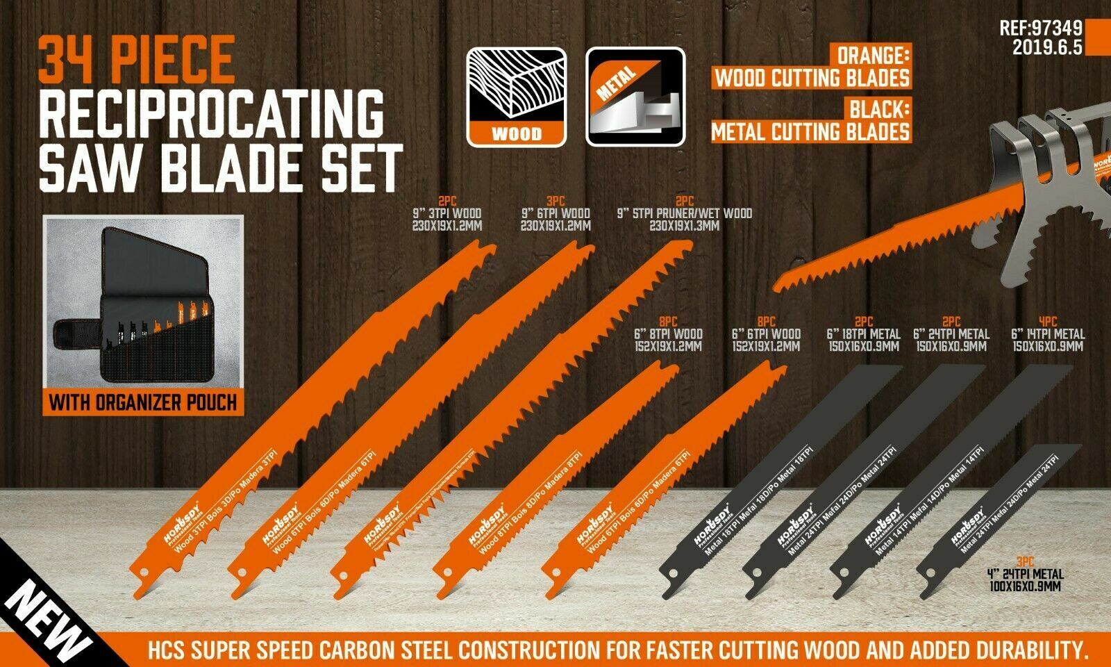 Tool Blades: 34-Piece Reciprocating Saw Blade Set Wood and Metal Cutting Blades with Storage Pouch