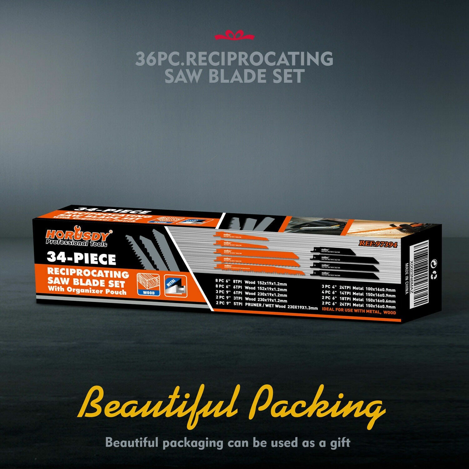 Tool Blades: 34-Piece Reciprocating Saw Blade Set Wood and Metal Cutting Blades with Storage Pouch