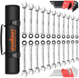 Fence & Gate Accessories: 48Pc Spanner Set Ratchet Wrench & Hex Key Metric SAE Allen Key W/T Rolling Pouch