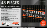 Fence & Gate Accessories: 48Pc Spanner Set Ratchet Wrench & Hex Key Metric SAE Allen Key W/T Rolling Pouch