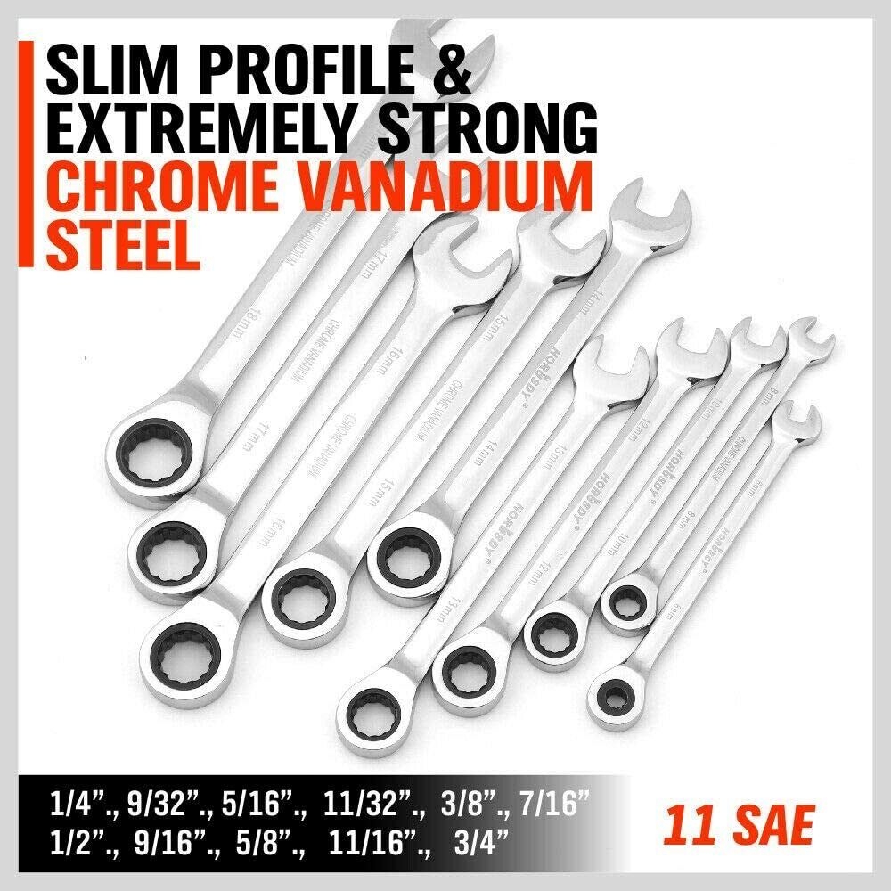Fence & Gate Accessories: 48Pc Spanner Set Ratchet Wrench & Hex Key Metric SAE Allen Key W/T Rolling Pouch