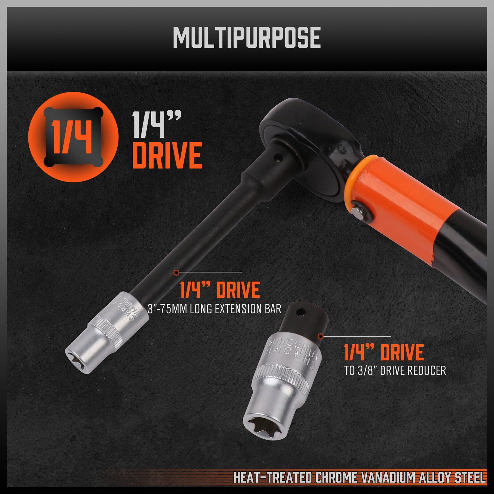 Tool Sockets: HORUSDY 3Pc 1/4" Drive Click Torque Wrench Ratchet Socket with Adaptor Extension