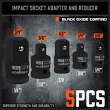 Tool Sockets: HORUSDY 5Pcs Impact Socket Adapter Set Socket Reducer 1/4  3/8 1/2 Inch Drive