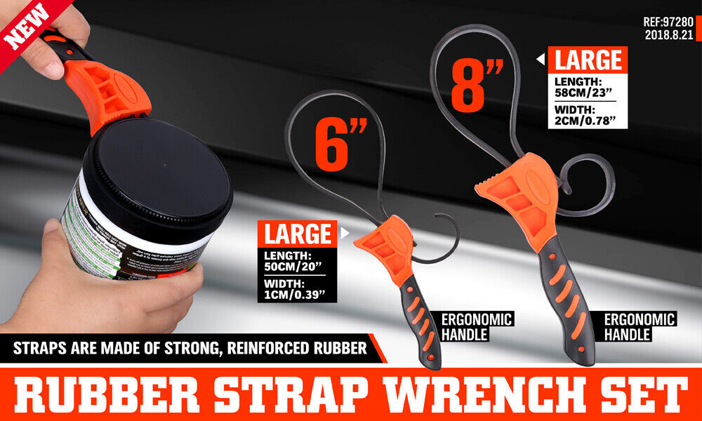 Fence & Gate Accessories: 2Pc Adjustable Strap Wrench Rubber Belt Spanner Multi-Purpose Jar Opener Filter