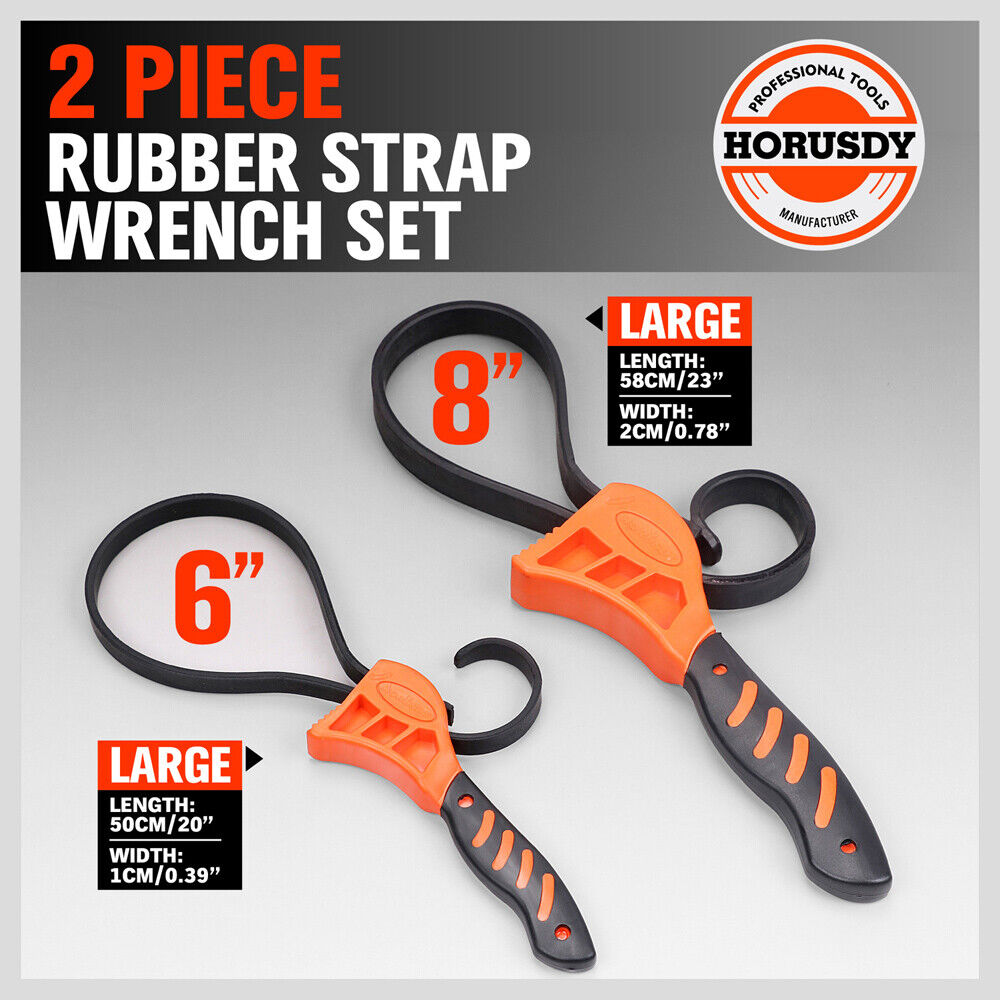 Fence & Gate Accessories: 2Pc Adjustable Strap Wrench Rubber Belt Spanner Multi-Purpose Jar Opener Filter