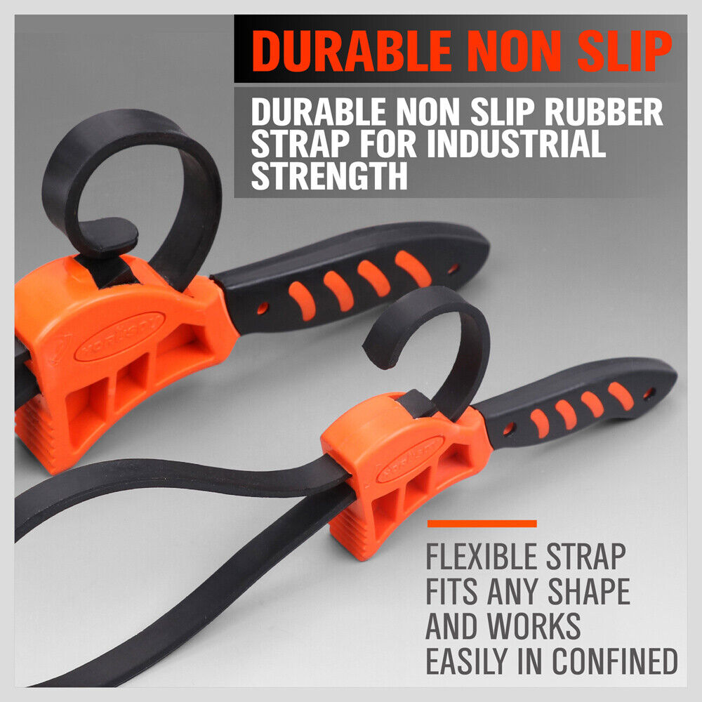 Fence & Gate Accessories: 2Pc Adjustable Strap Wrench Rubber Belt Spanner Multi-Purpose Jar Opener Filter