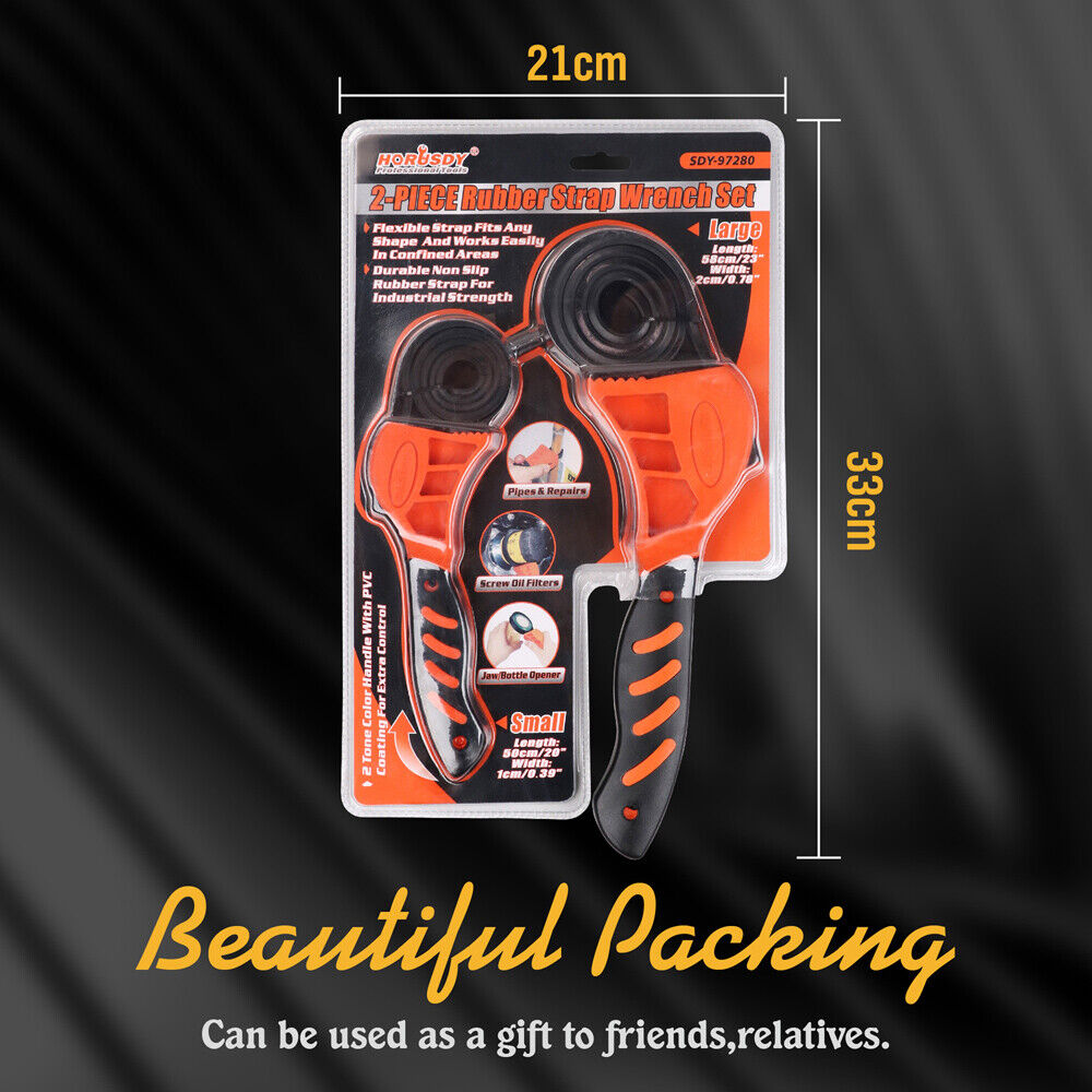 Fence & Gate Accessories: 2Pc Adjustable Strap Wrench Rubber Belt Spanner Multi-Purpose Jar Opener Filter