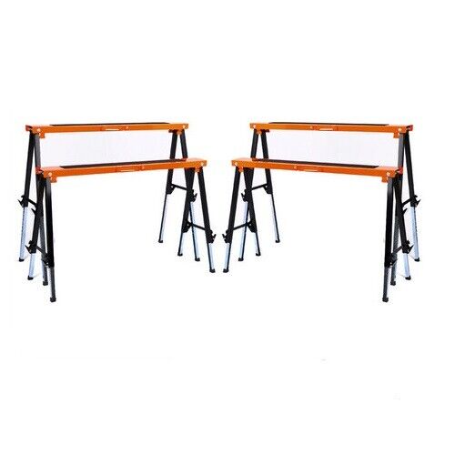 Kitchen & Bathroom DIY: 4Pc Mastercraft Sawhorse Metal Folding Non-slip Surface Saw Horse 120KG Capacity