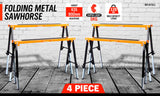 Kitchen & Bathroom DIY: 4Pc Mastercraft Sawhorse Metal Folding Non-slip Surface Saw Horse 120KG Capacity