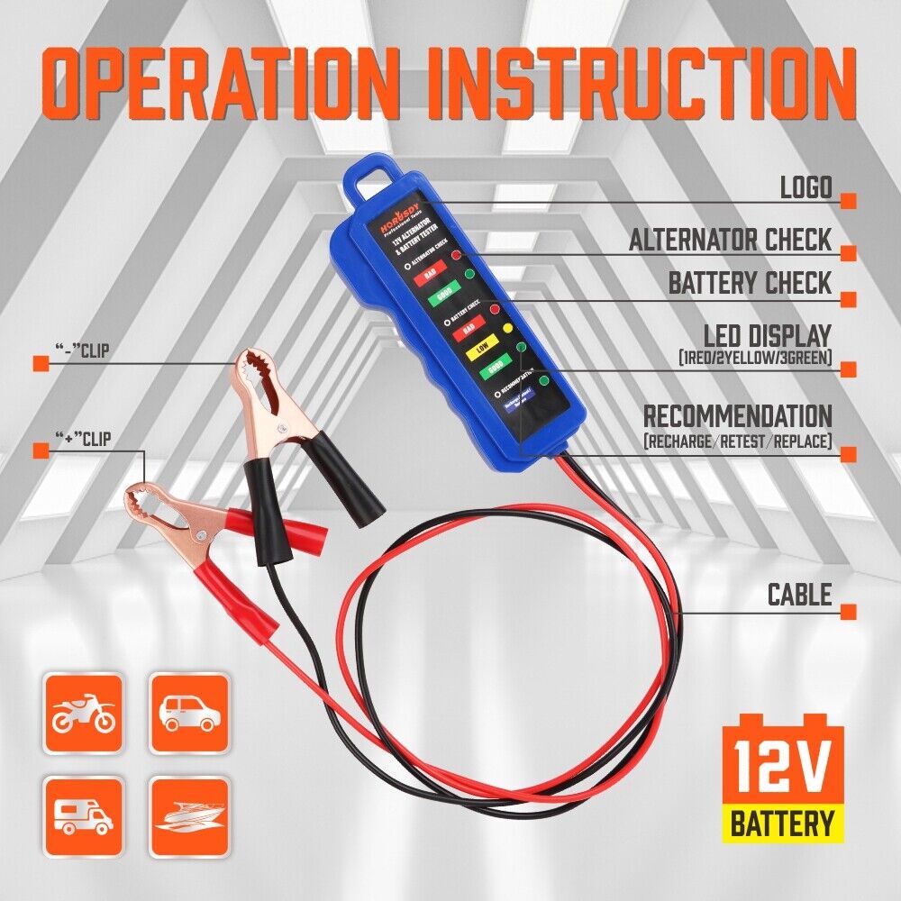 Automotive Repair & Speciality Tools: Digital 12V Alternator Battery Tester Car Load Tester Automotive  Voltage Check