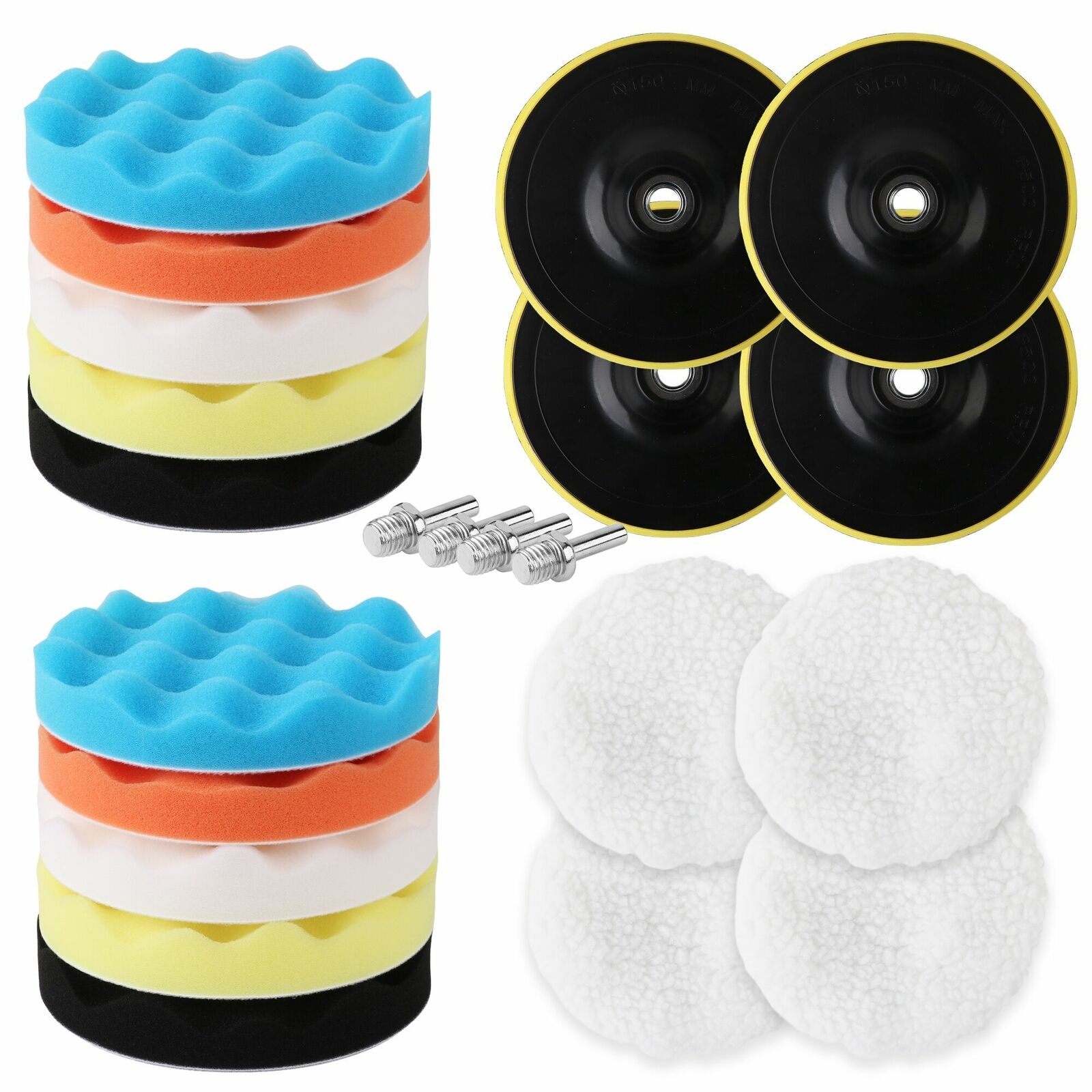 Sanding Accessories: 11Pcs 6" Buffing Waxing Polishing Pads Sponge Pad Set For Car Polisher Drill