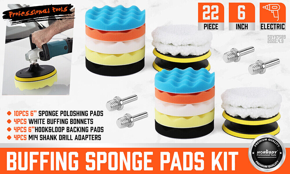 Sanding Accessories: 11Pcs 6" Buffing Waxing Polishing Pads Sponge Pad Set For Car Polisher Drill