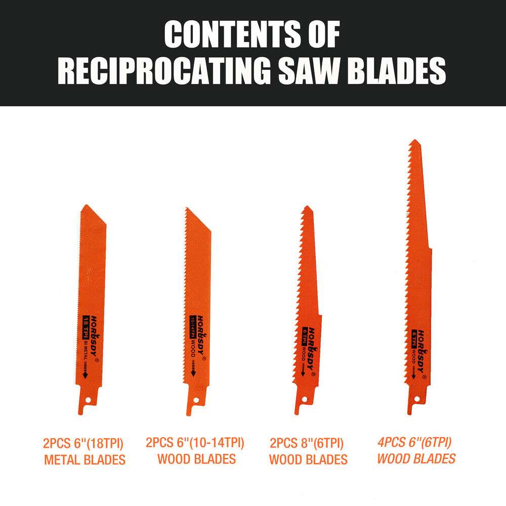 Tool Blades: 10Pc Reciprocating Saw Blades Set For Wood Metal Timber Demolition Cutting Tool