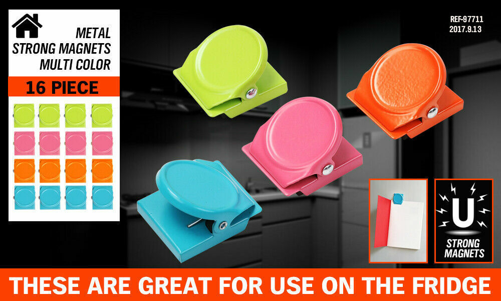 Kitchen Appliance Accessories: 16Pc Magnetic Spring Clamps Magnet Refrigerator Clips Note Holder Fridge Tips