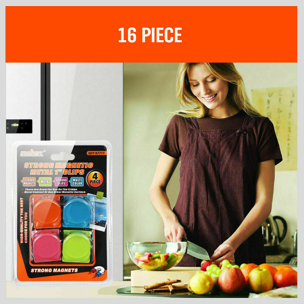 Kitchen Appliance Accessories: 16Pc Magnetic Spring Clamps Magnet Refrigerator Clips Note Holder Fridge Tips