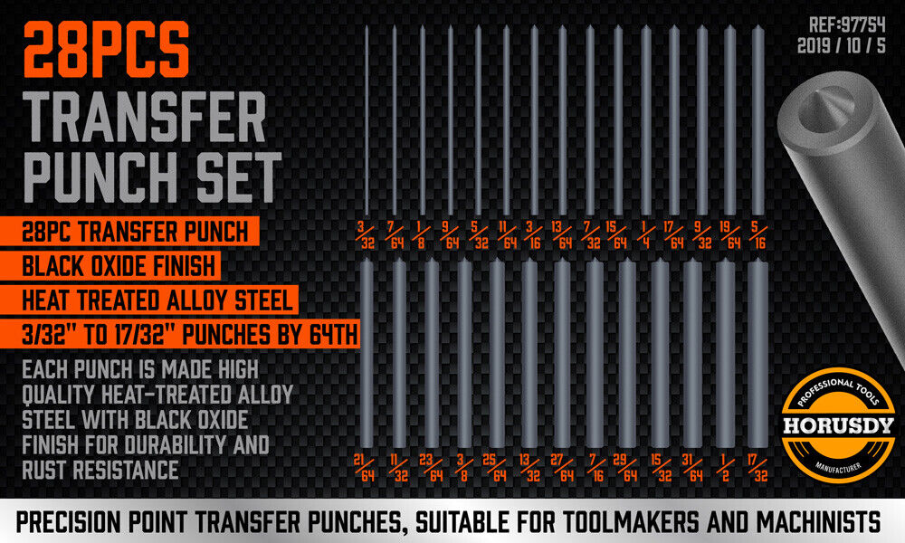 Tool Boxes: 28x Center Transfer Punches Set Machinists Tool Punch Stand Heat Treated Steel