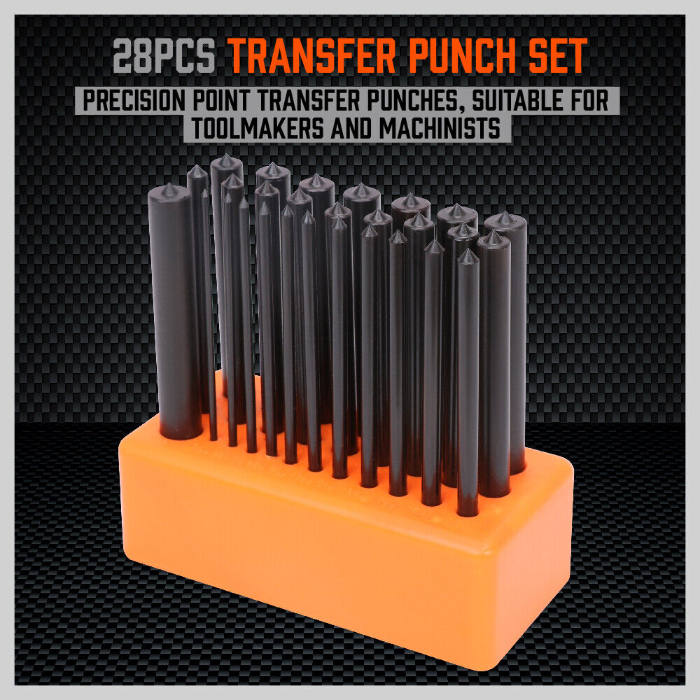 Tool Boxes: 28x Center Transfer Punches Set Machinists Tool Punch Stand Heat Treated Steel
