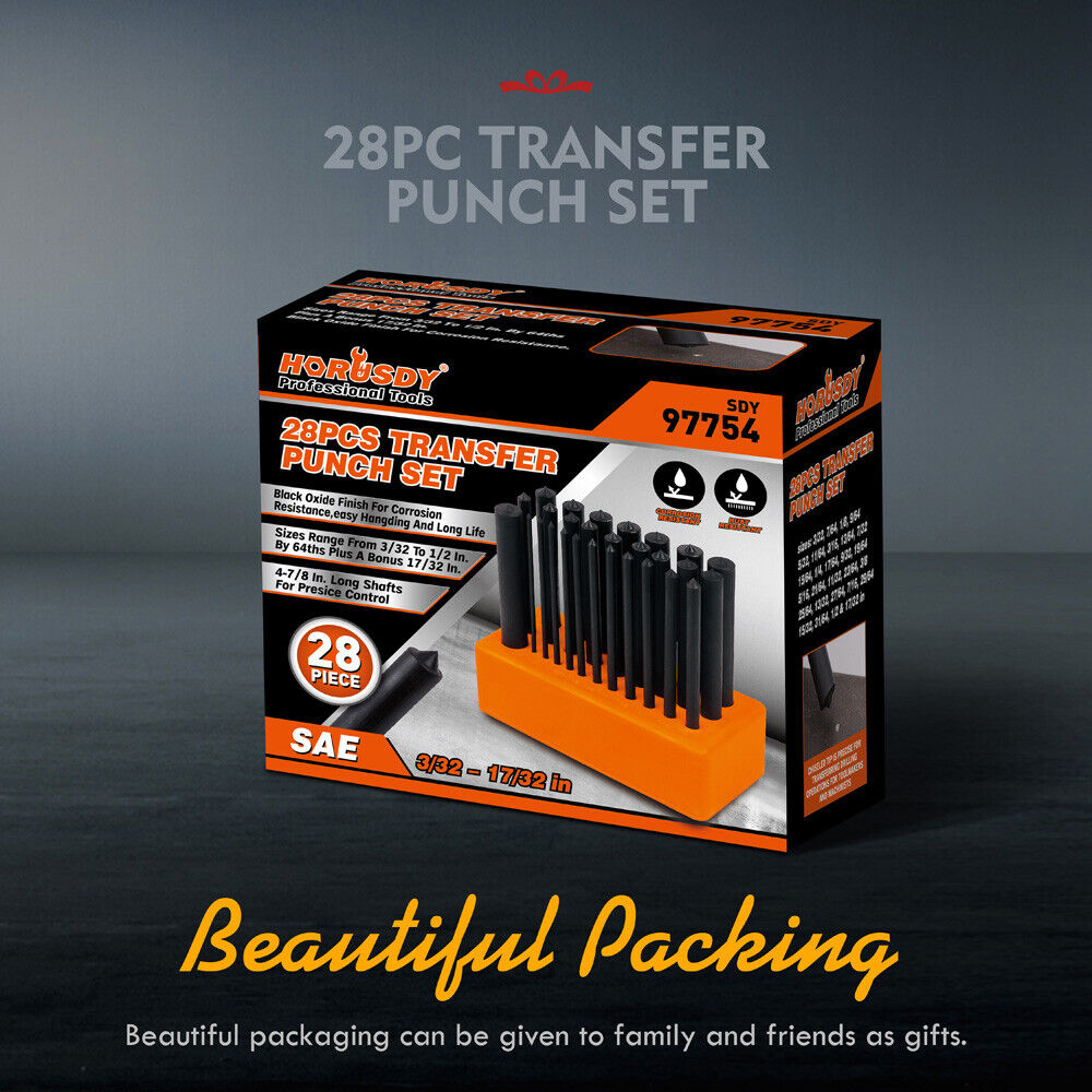 Tool Boxes: 28x Center Transfer Punches Set Machinists Tool Punch Stand Heat Treated Steel