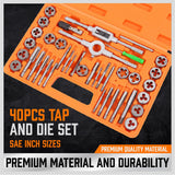 Putty Knives, Scrapers & Chisels: 40Pc Tap And Die Set Imperial SAE Screw Screwdriver Thread Drill W/t Pitch Gauge