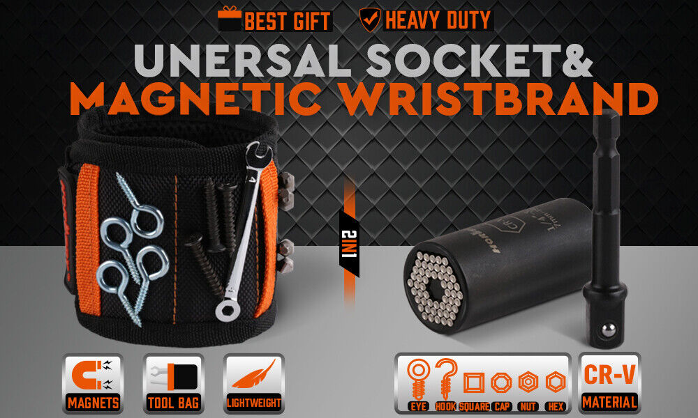 Camera Accessories: Magnetic Wristband & Universal Socket Grip 7-19mm Magnets Screws Nails Holder