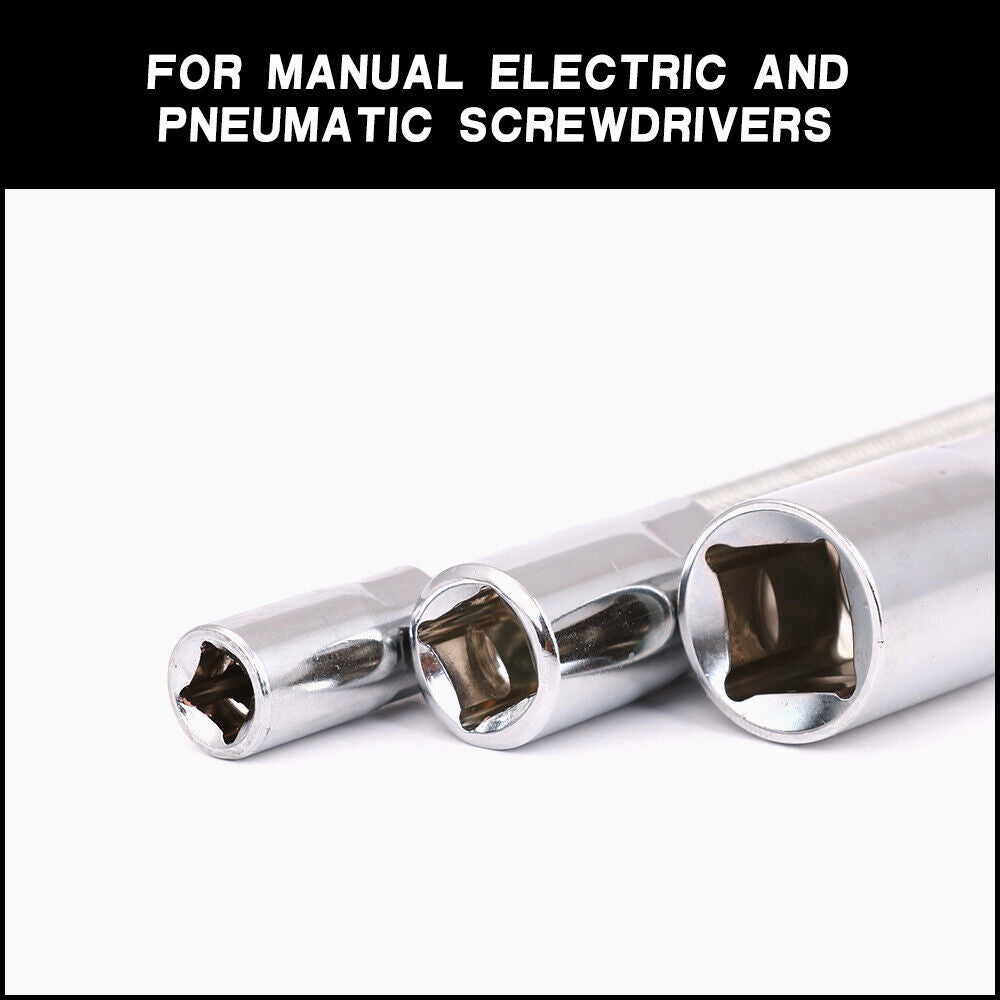 Tool Sockets: 3PC Flexible Socket Extension Bars Shaft Set 1/2" 1/4" 3/8" Drive 10" 8" 6" Long