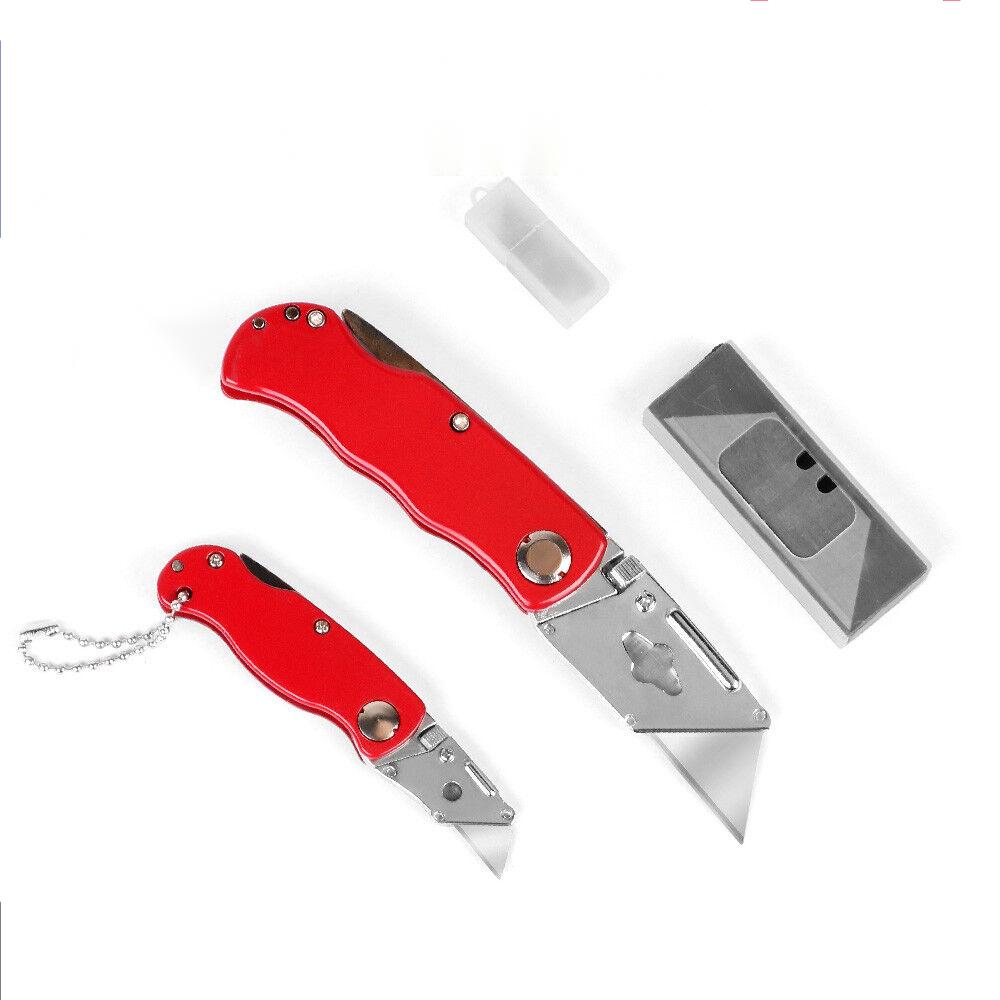Disposable Cutlery: 2Pc Folding Utility Knife Aluminium Handle & 10 Spare Stanley Blades Craft New