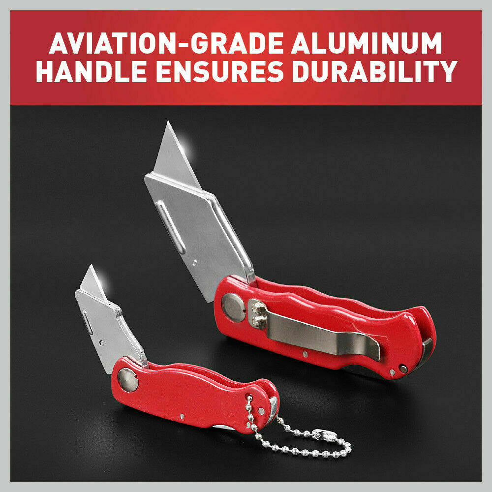 Disposable Cutlery: 2Pc Folding Utility Knife Aluminium Handle & 10 Spare Stanley Blades Craft New